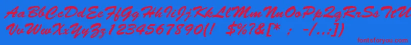 fuente BrushScriptLt – Fuentes Rojas Sobre Fondo Azul