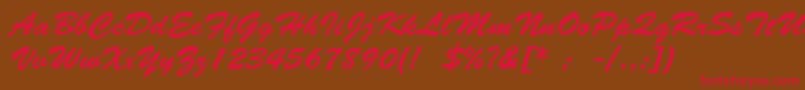 BrushScriptLt-Schriftart – Rote Schriften auf braunem Hintergrund