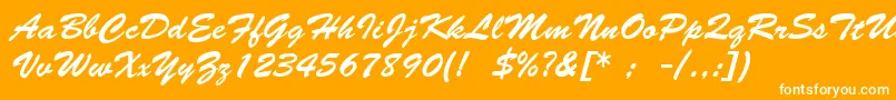 Police BrushScriptLt – polices blanches sur fond orange
