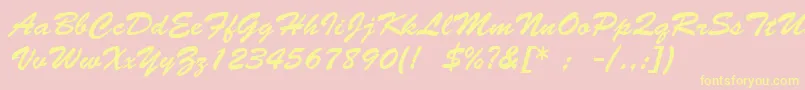 BrushScriptLt Font – Yellow Fonts on Pink Background