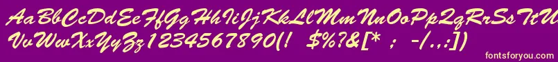 BrushScriptLt Font – Yellow Fonts on Purple Background