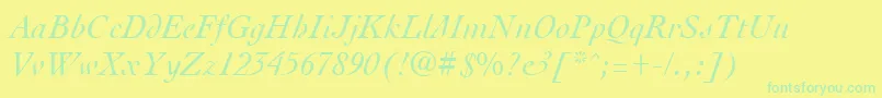 フォントCocktailItalic – 黄色い背景に緑の文字