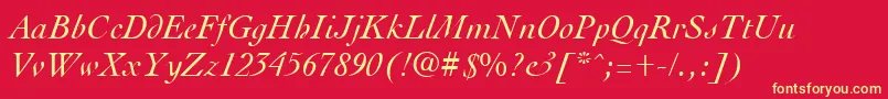 Czcionka CocktailItalic – żółte czcionki na czerwonym tle