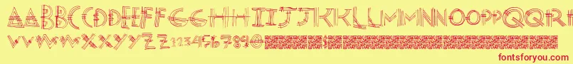Modernpost-fontti – punaiset fontit keltaisella taustalla
