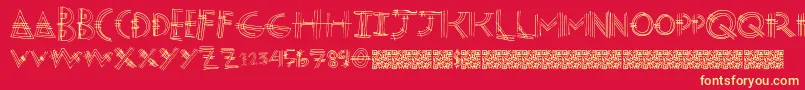 フォントModernpost – 黄色の文字、赤い背景