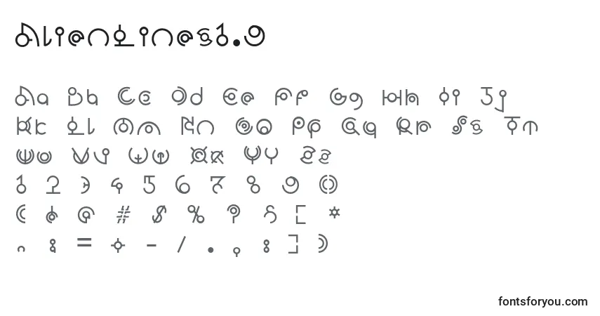 Schriftart AlienLines1.9 – Alphabet, Zahlen, spezielle Symbole