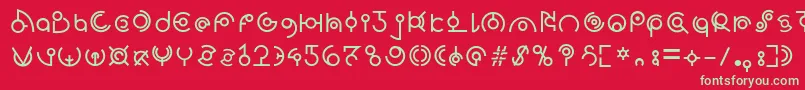 フォントAlienLines1.9 – 赤い背景に緑の文字