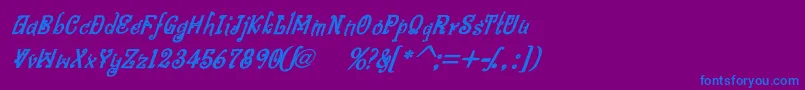 BitlingniksmusicalBoldital-Schriftart – Blaue Schriften auf violettem Hintergrund