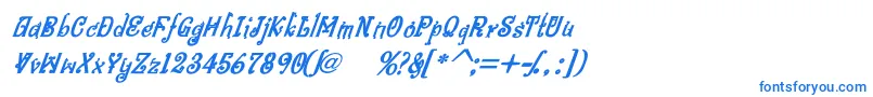 フォントBitlingniksmusicalBoldital – 白い背景に青い文字