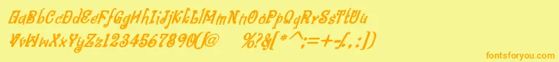 BitlingniksmusicalBoldital Font – Orange Fonts on Yellow Background