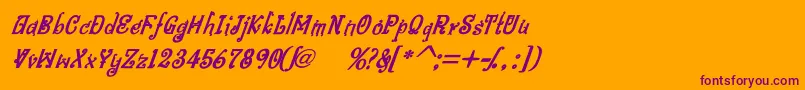 BitlingniksmusicalBoldital Font – Purple Fonts on Orange Background