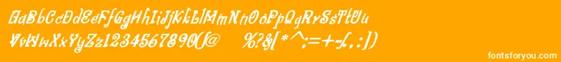 BitlingniksmusicalBoldital-Schriftart – Weiße Schriften auf orangefarbenem Hintergrund