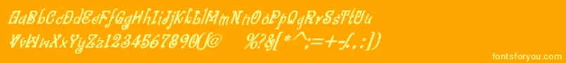 BitlingniksmusicalBoldital-Schriftart – Gelbe Schriften auf orangefarbenem Hintergrund