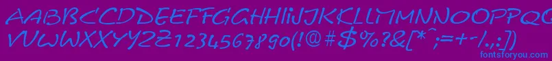 ComixRegularitalicDb Font – Blue Fonts on Purple Background