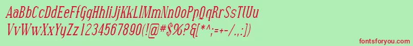 SfcovingtoncondItalic-Schriftart – Rote Schriften auf grünem Hintergrund