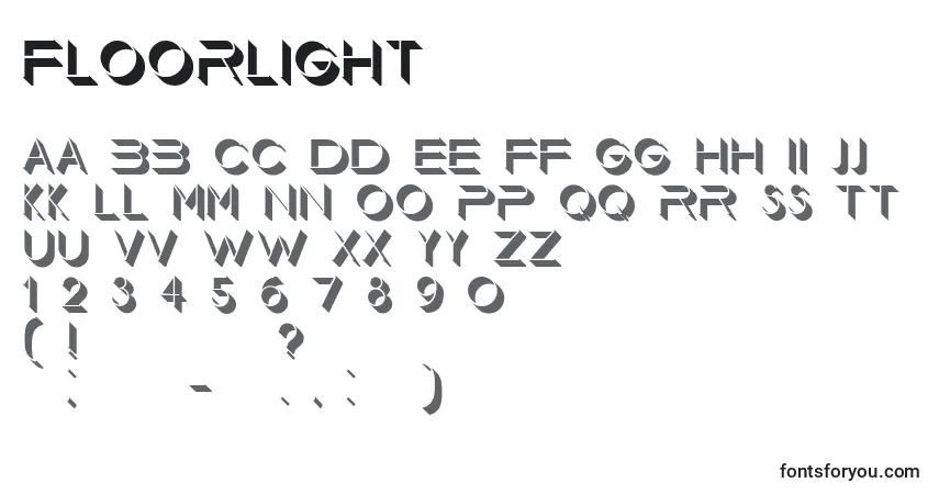 A fonte Floorlight – alfabeto, números, caracteres especiais