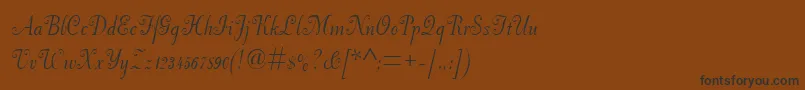 フォントPfneuscript – 黒い文字が茶色の背景にあります