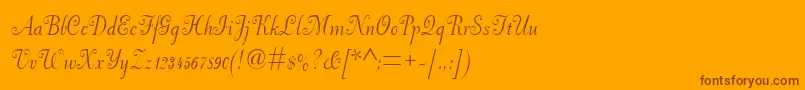 Saiba mais sobre a fonte Pfneuscript Fonte Pfneuscript – fontes marrons em um fundo laranja