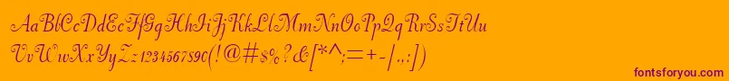 Pfneuscript Font – Purple Fonts on Orange Background