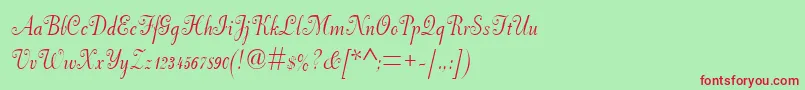 Pfneuscript Font – Red Fonts on Green Background