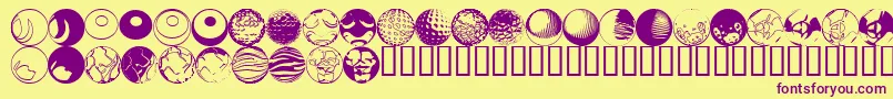 Fts13-Schriftart – Violette Schriften auf gelbem Hintergrund