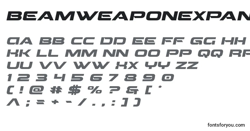 Beamweaponexpanditalフォント–アルファベット、数字、特殊文字