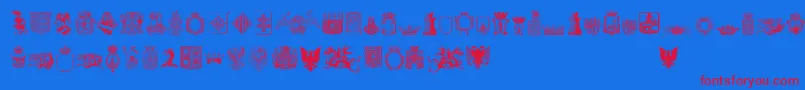 FreeMedieval-fontti – punaiset fontit sinisellä taustalla
