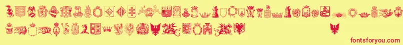 FreeMedieval-Schriftart – Rote Schriften auf gelbem Hintergrund