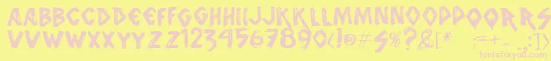 Vtksanimal2-fontti – vaaleanpunaiset fontit keltaisella taustalla