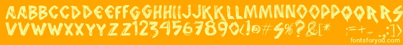 Vtksanimal2-Schriftart – Gelbe Schriften auf orangefarbenem Hintergrund