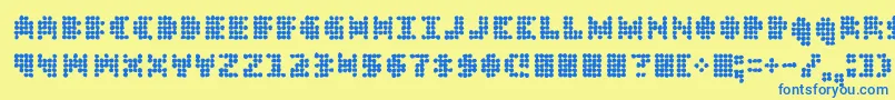 Dt 104 In Outbreak Font – Blue Fonts on Yellow Background