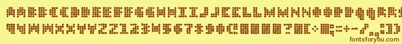 Dt 104 In Outbreak Font – Brown Fonts on Yellow Background