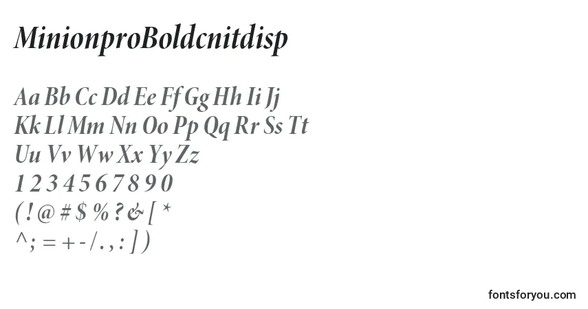 A fonte MinionproBoldcnitdisp – alfabeto, números, caracteres especiais
