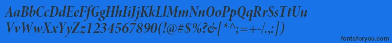 Weitere Informationen zur MinionproBoldcnitdisp-Schriftart MinionproBoldcnitdisp-Schriftart – Schwarze Schriften auf blauem Hintergrund