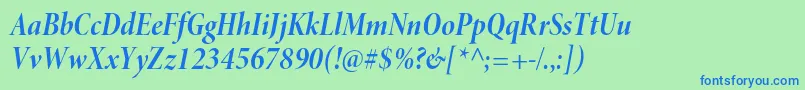 MinionproBoldcnitdisp Font – Blue Fonts on Green Background