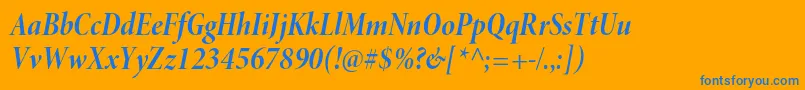 MinionproBoldcnitdisp-Schriftart – Blaue Schriften auf orangefarbenem Hintergrund