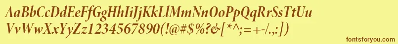Fonte MinionproBoldcnitdisp – fontes marrons em um fundo amarelo