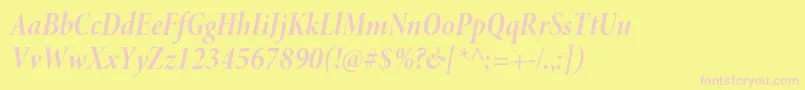 MinionproBoldcnitdisp-Schriftart – Rosa Schriften auf gelbem Hintergrund