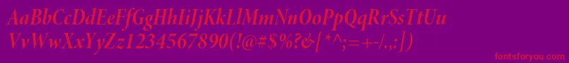 MinionproBoldcnitdisp Font – Red Fonts on Purple Background