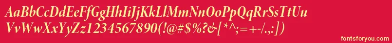 MinionproBoldcnitdisp Font – Yellow Fonts on Red Background