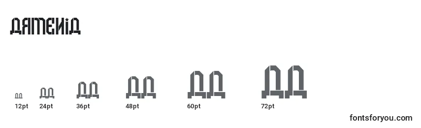 Размеры шрифта Armenia