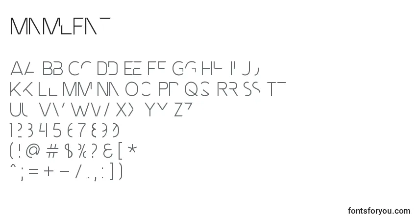 Schriftart MnmlFnt – Alphabet, Zahlen, spezielle Symbole