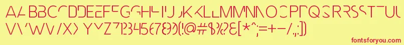フォントMnmlFnt – 赤い文字の黄色い背景