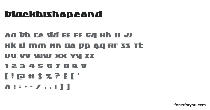 Czcionka Blackbishopcond – alfabet, cyfry, specjalne znaki