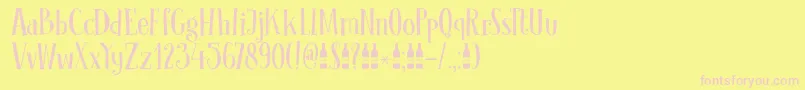 DkClochard-fontti – vaaleanpunaiset fontit keltaisella taustalla