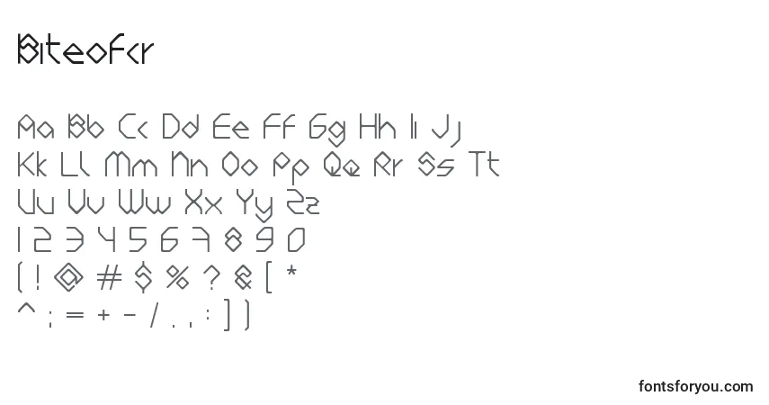 A fonte Biteofcr – alfabeto, números, caracteres especiais