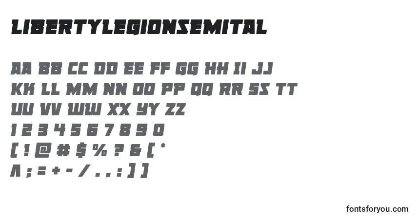 Czcionka Libertylegionsemital – alfabet, cyfry, specjalne znaki