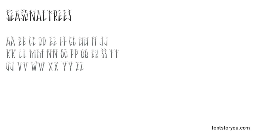 Czcionka SeasonalTrees – alfabet, cyfry, specjalne znaki