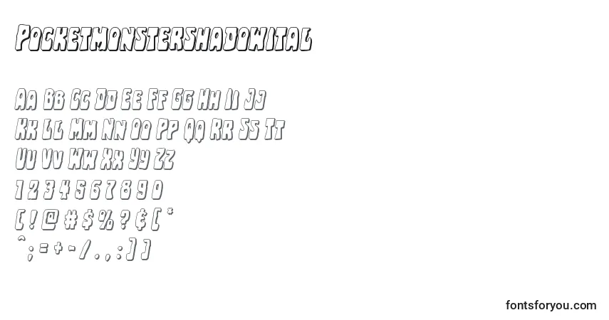 Schriftart Pocketmonstershadowital – Alphabet, Zahlen, spezielle Symbole