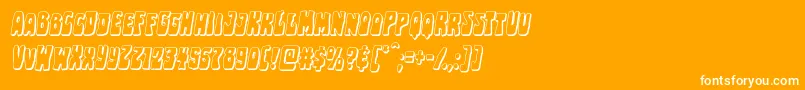 Pocketmonstershadowital-Schriftart – Weiße Schriften auf orangefarbenem Hintergrund